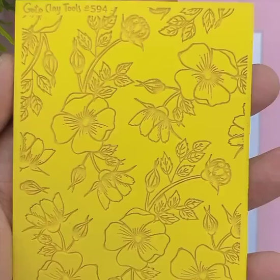 Floral Texture mat for polymer clay, Polymer Clay Rubber Texture mat, Texture Tile mats, Fimo, Sculpey, Cernit #594