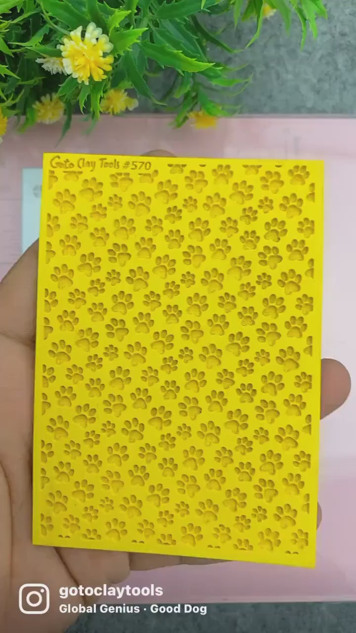Dog Paws Texture mat for polymer clay, Polymer Clay Rubber Texture mat, Texture Tile mats, Fimo, Sculpey, Cernit #570