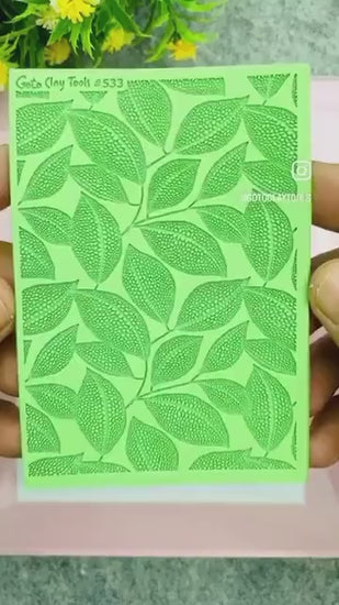 Dotted Leaves Rubber Texture Mat for Polymer Clay Jewelry  #533