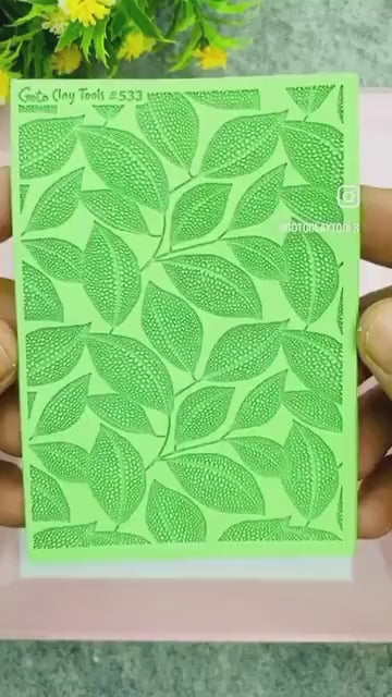 Dotted Leaves Rubber Texture Mat for Polymer Clay Jewelry  #533