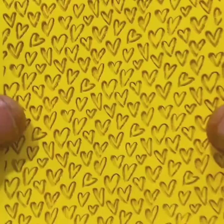 Valentine Heart Strokes Texture mat for polymer clay, Polymer Clay Rubber Texture mat, Texture Tile mats, Fimo, Sculpey, Cernit #568