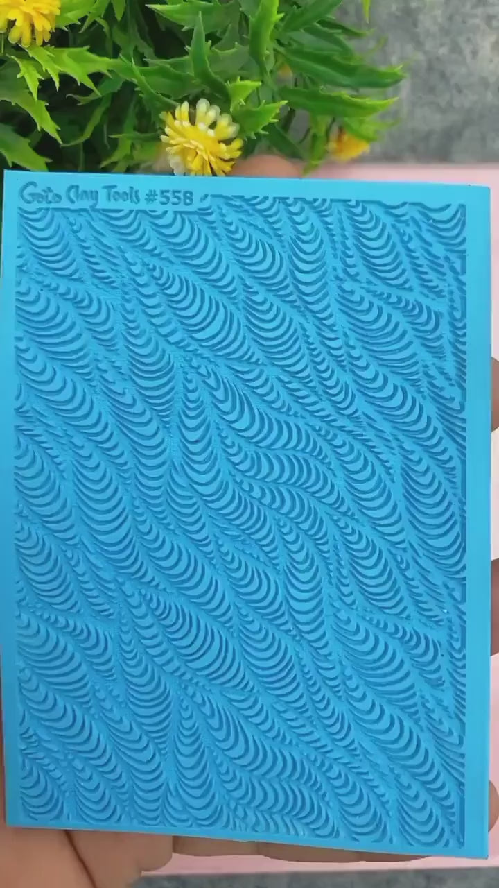 Waves Texture mat for polymer clay, Polymer Clay Rubber Texture mat, Texture Tile mats, Fimo, Sculpey, Cernit #558