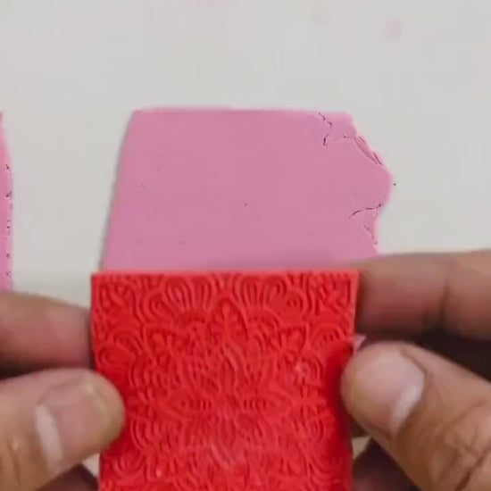 Mandala Rubber Texture Mat with Cutter: Polymer Clay Jewelry (50x50mm)