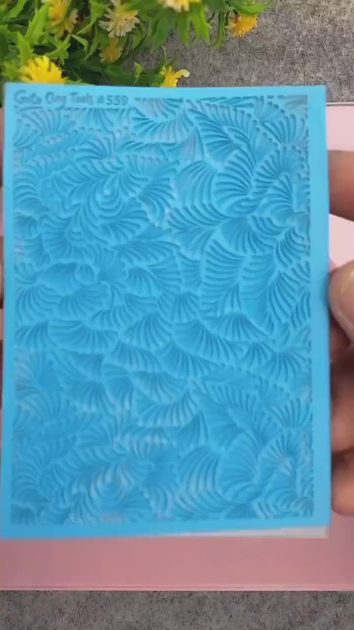 Ornamental fan Texture mat for polymer clay, Polymer Clay Rubber Texture mat, Texture Tile mats, Fimo, Sculpey, Cernit #559