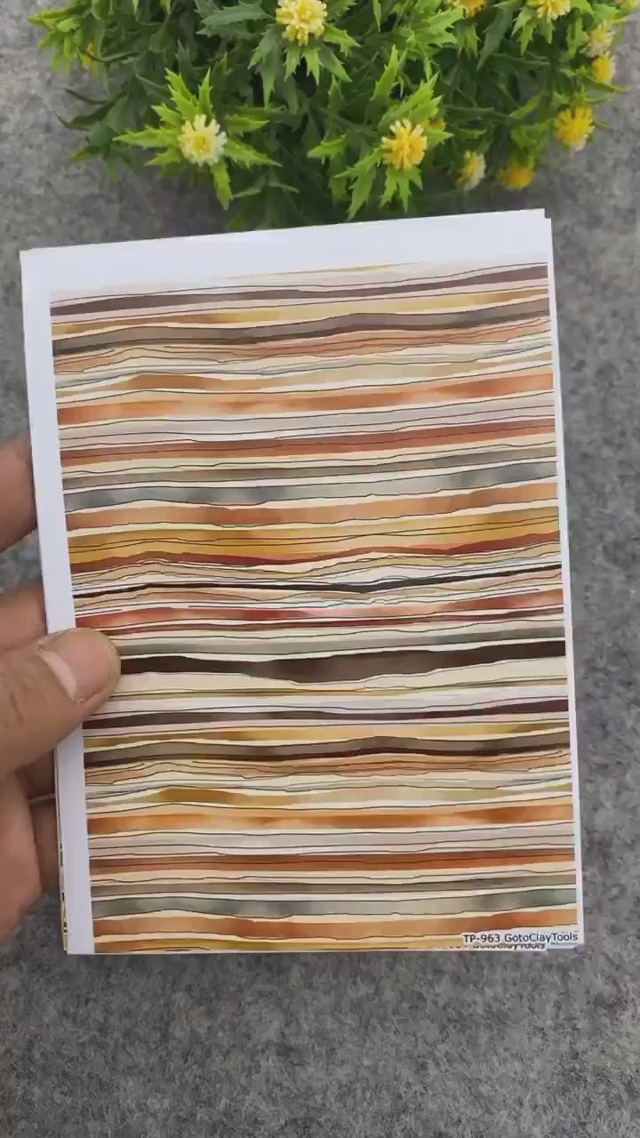 Watercolor Tribal Stripes Transfer Paper for Polymer Clay
