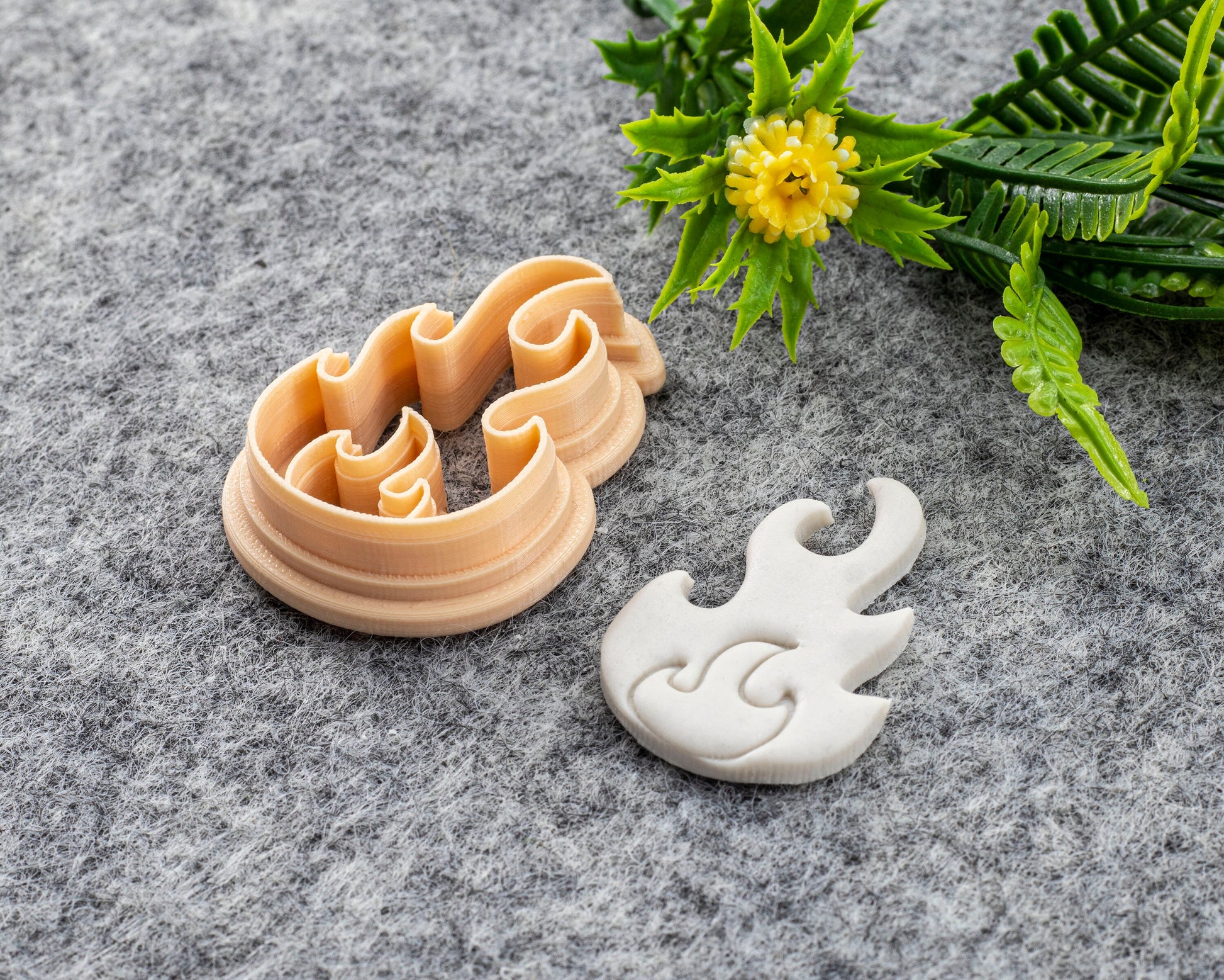 Fire shape ClayCutter, Embossed fire Polymer clay cutter, Earring cutter