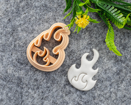 Fire shape ClayCutter, Embossed fire Polymer clay cutter, Earring cutter
