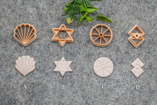 Shell Star Wheel interlinked square shape Polymer clay cutter, Clay earring cutters, Polymer clay tools, 3D printed cutters#630