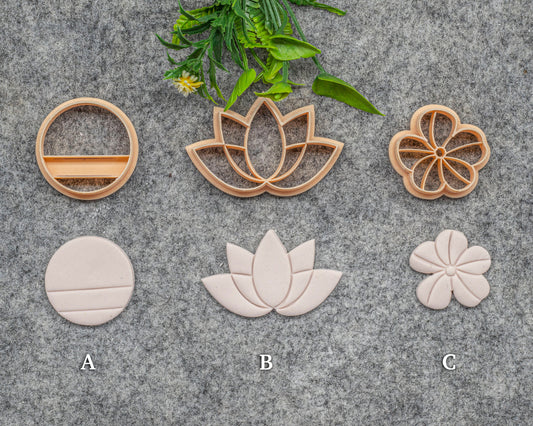 Embossed Circle, Lotus, Flower shape Polymer clay cutter, Clay earring cutters, Polymer clay tools, 3D printed cutters#629