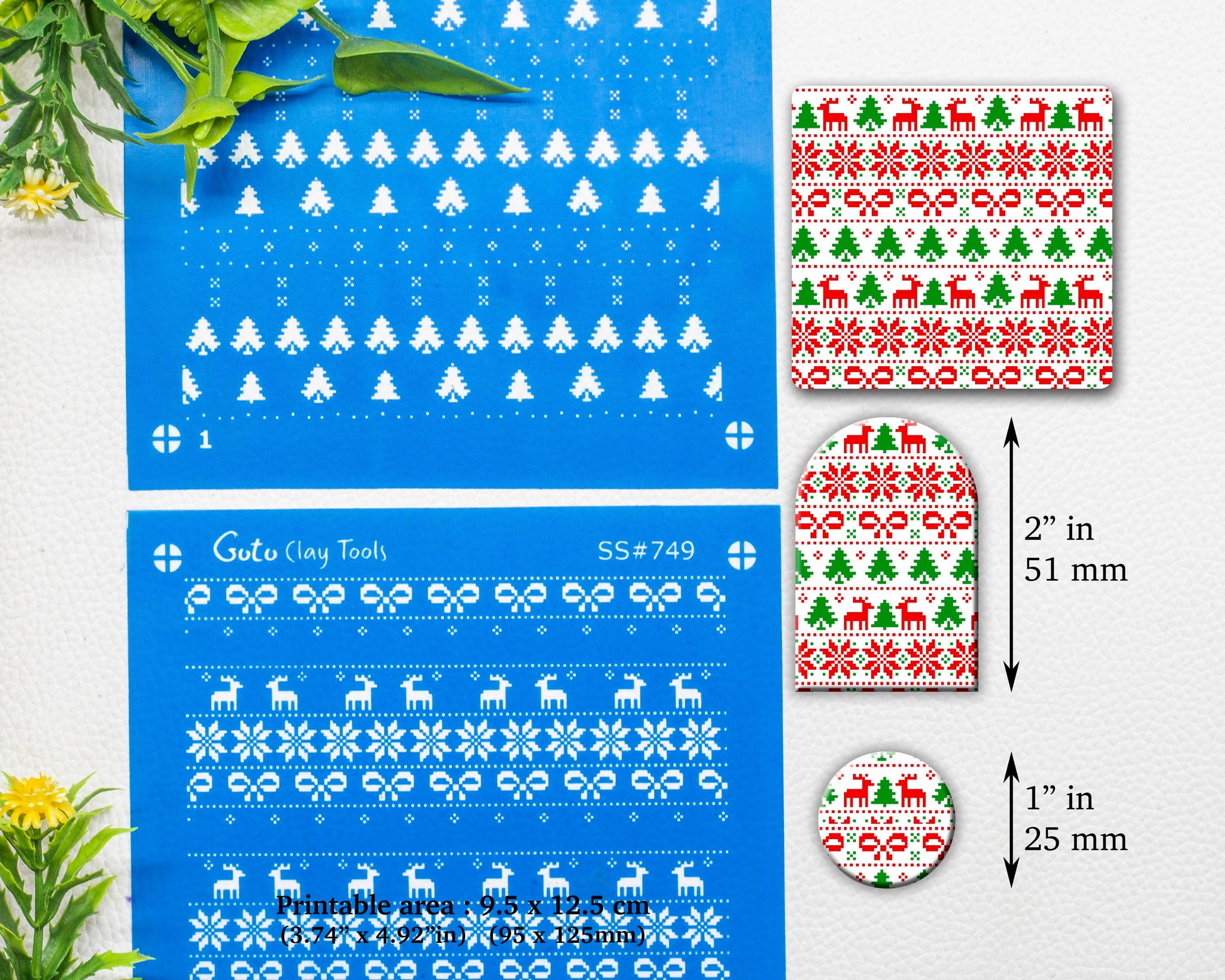 2 Layer Christmas Silkscreen for Polymer Clay Earring making, Clay Stencils, Clay Earring Silkscreen, Polymer Clay Supplies SS#749