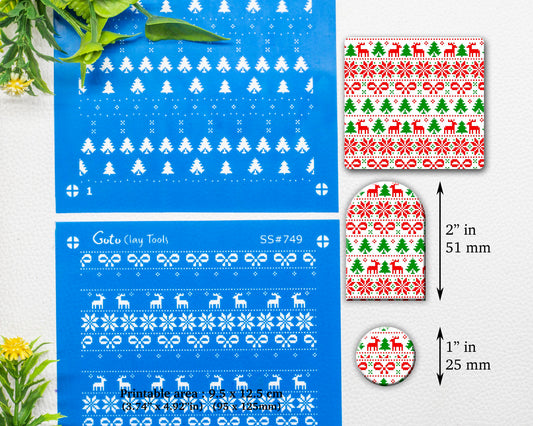 2 Layer Christmas Silkscreen for Polymer Clay Earring making, Clay Stencils, Clay Earring Silkscreen, Polymer Clay Supplies SS#749