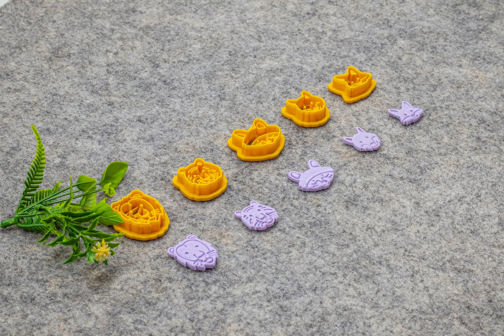 Animal face shape Cutters for polymer clay | Embossed Polymer clay cutter | Lion Tiger Fox Cat Panda Dog Rabbit Deer Monkey Owl Chicken