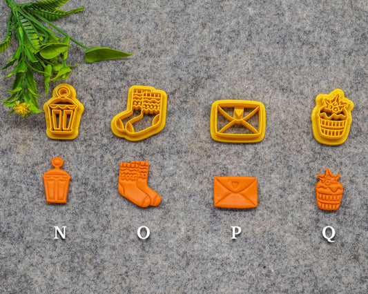 Christmas Winter Lantern Socks Envelope Pastry shape Polymer clay cutter, Clay earring cutters, Polymer clay tools, 3D printed cutters