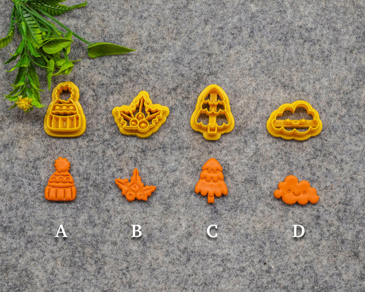Christmas Cap Leaf Christmas tree Cloud shape Polymer clay cutter, Clay earring cutters, Polymer clay tools, 3D printed cutters