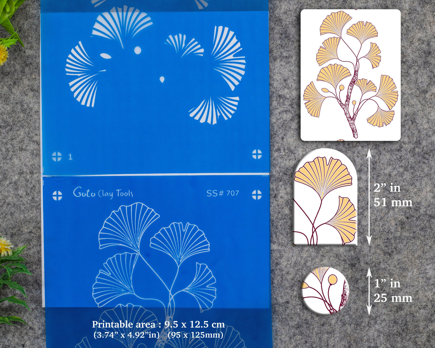 2 layers Gingko Silkscreen for Polymer Clay Earring making, Clay Stencils, Clay Earring Silkscreen, Polymer Clay Supplies SS#707