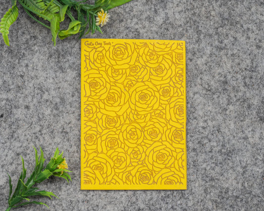 Valentine Rose Texture mat for polymer clay, Polymer Clay Rubber Texture mat, Texture Tile mats, Fimo, Sculpey, Cernit #527