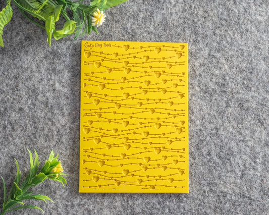 Valentine Heart String Texture mat for polymer clay, Polymer Clay Rubber Texture mat, Texture Tile mats, Fimo, Sculpey, Cernit