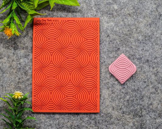 Overlapping Circles Texture mat for polymer clay, Polymer Clay Rubber Texture mat, Texture Tile mats, Fimo, Sculpey, Cernit #501