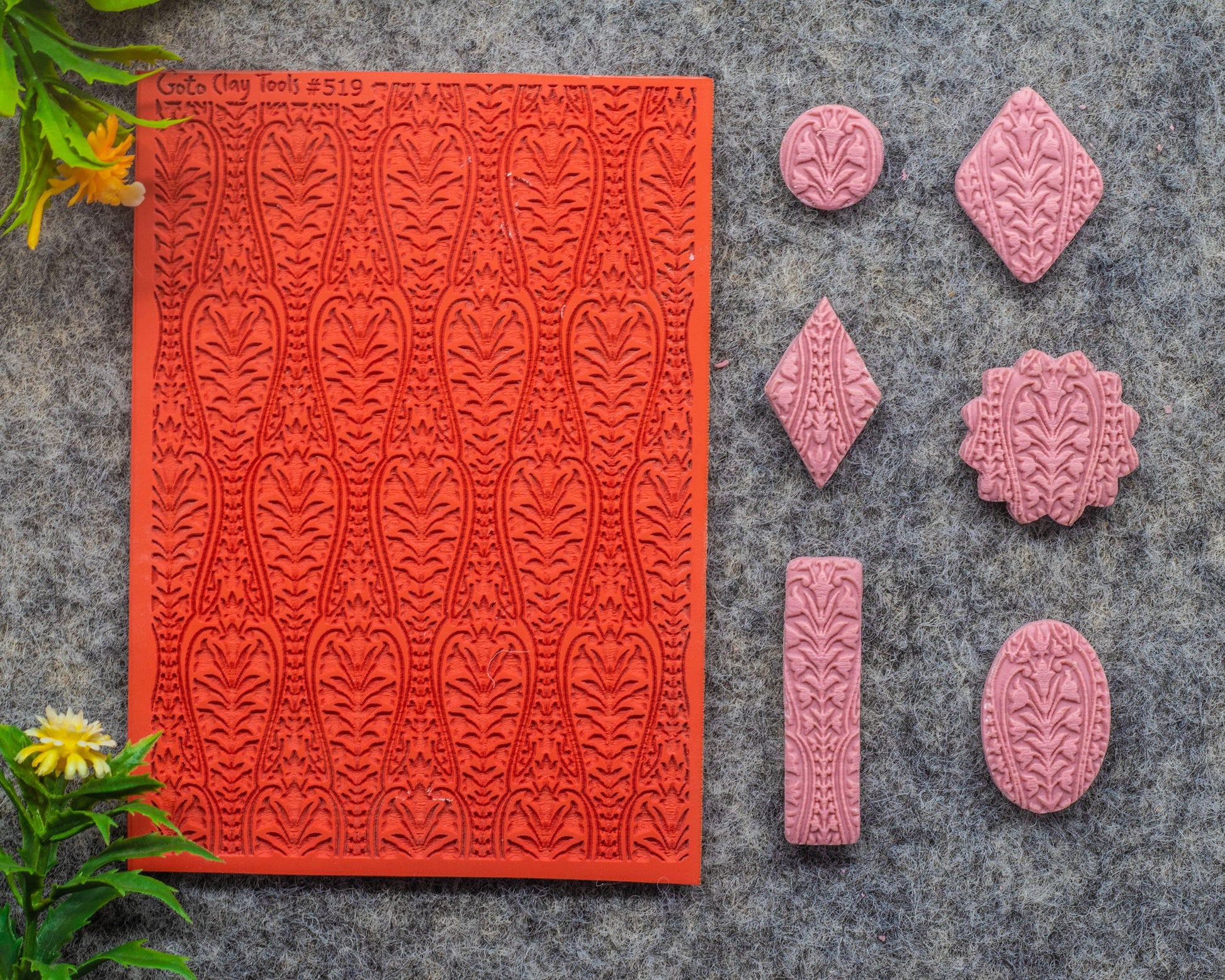 Ornamental texture mat for polymer clay, Polymer Clay Rubber Texture mat, Texture Tile mats, Fimo, Sculpey, Cernit #519