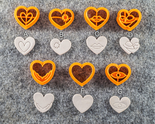Heart shape Cutter, Embossed heart Polymer clay cutter, Earring cutter#605