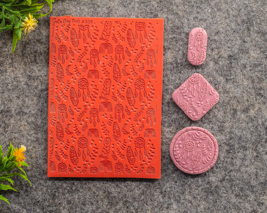 Boho Texture mat for polymer clay, Polymer Clay Rubber Texture mat, Texture Tile mats, Fimo, Sculpey, Cernit #508
