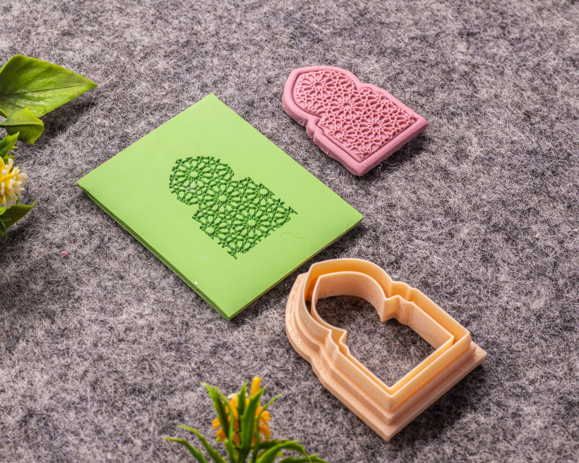 Mihrab Texture mat with cutter for polymer clay, Polymer Clay Rubber Texture mat, Texture Tile mats, Fimo, Sculpey, Cernit