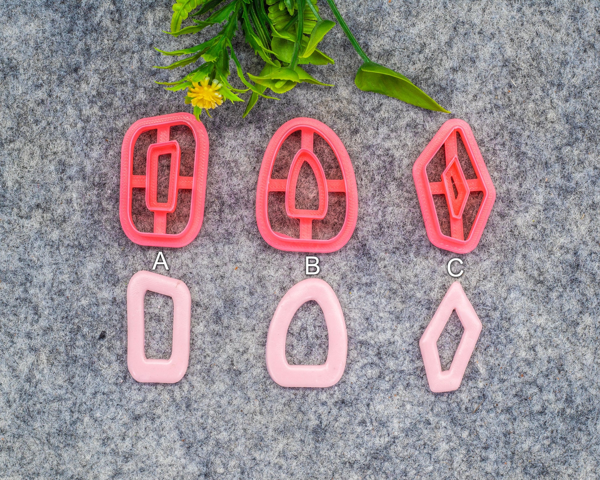 Organic shape Polymer clay cutter, Clay earring cutters, Polymer clay tools, 3D printed cutters #611