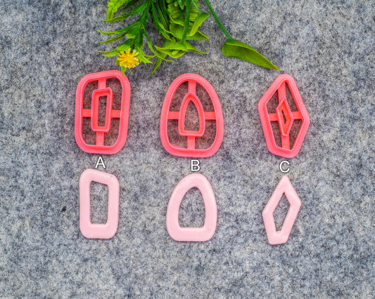 Organic shape Polymer clay cutter, Clay earring cutters, Polymer clay tools, 3D printed cutters #611