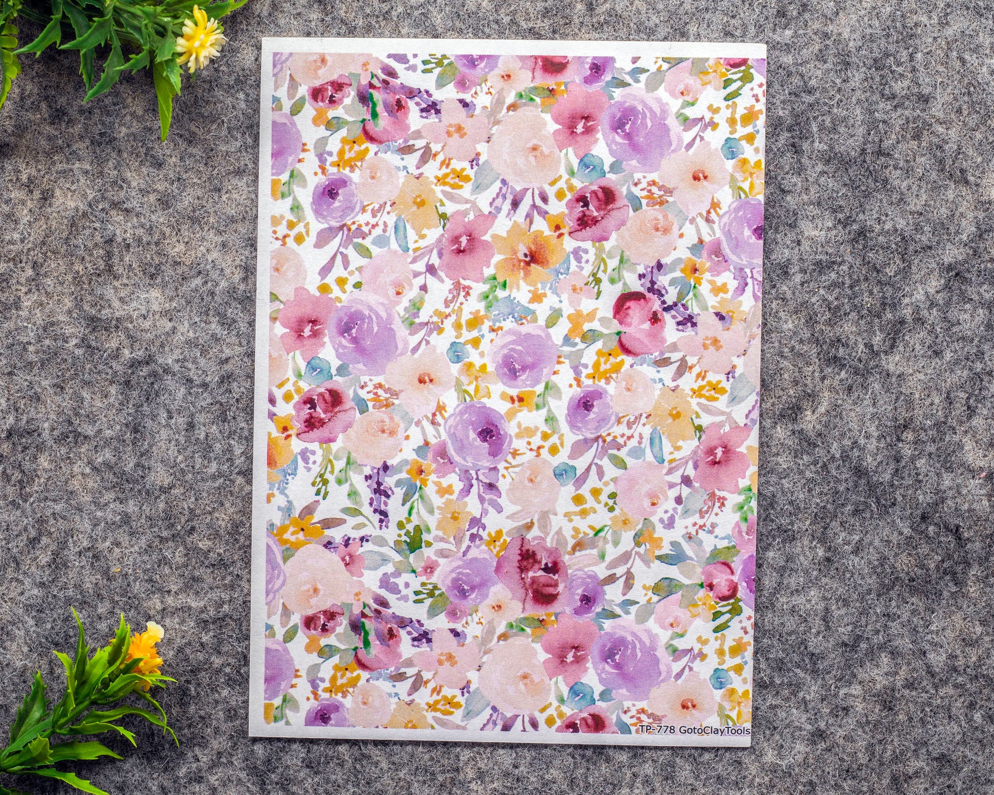 Transfer paper for polymer clay, Watercolor flowers, water soluble transfer paper, polymer clay image transfers, magic transfer paper #778C