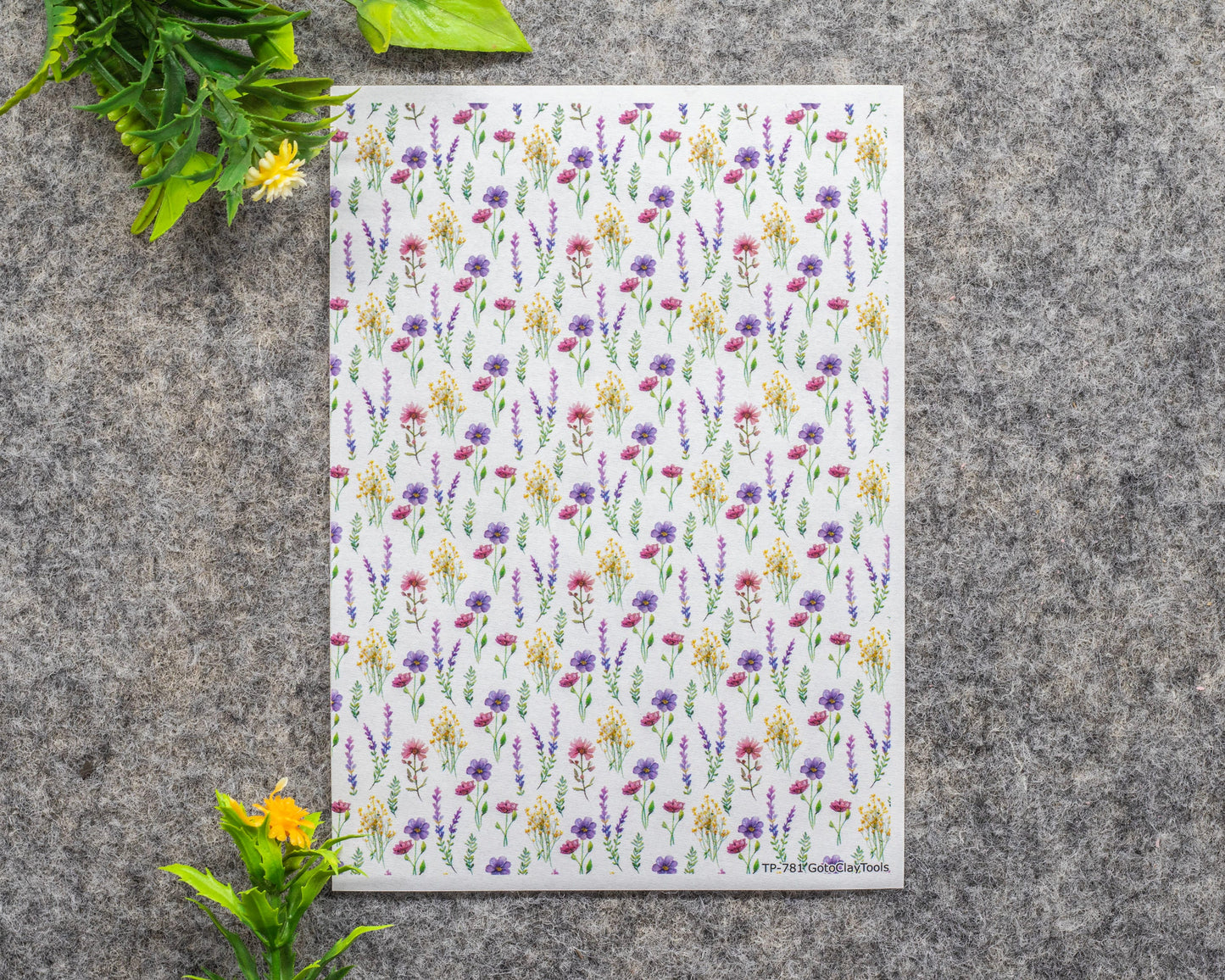Transfer paper for polymer clay, Wild flowers, water soluble transfer paper, polymer clay image transfers, magic transfer paper #781