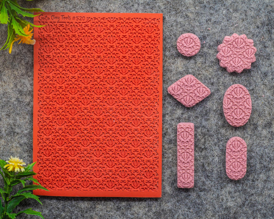 Ornamental texture mat for polymer clay, Polymer Clay Rubber Texture mat, Texture Tile mats, Fimo, Sculpey, Cernit #520