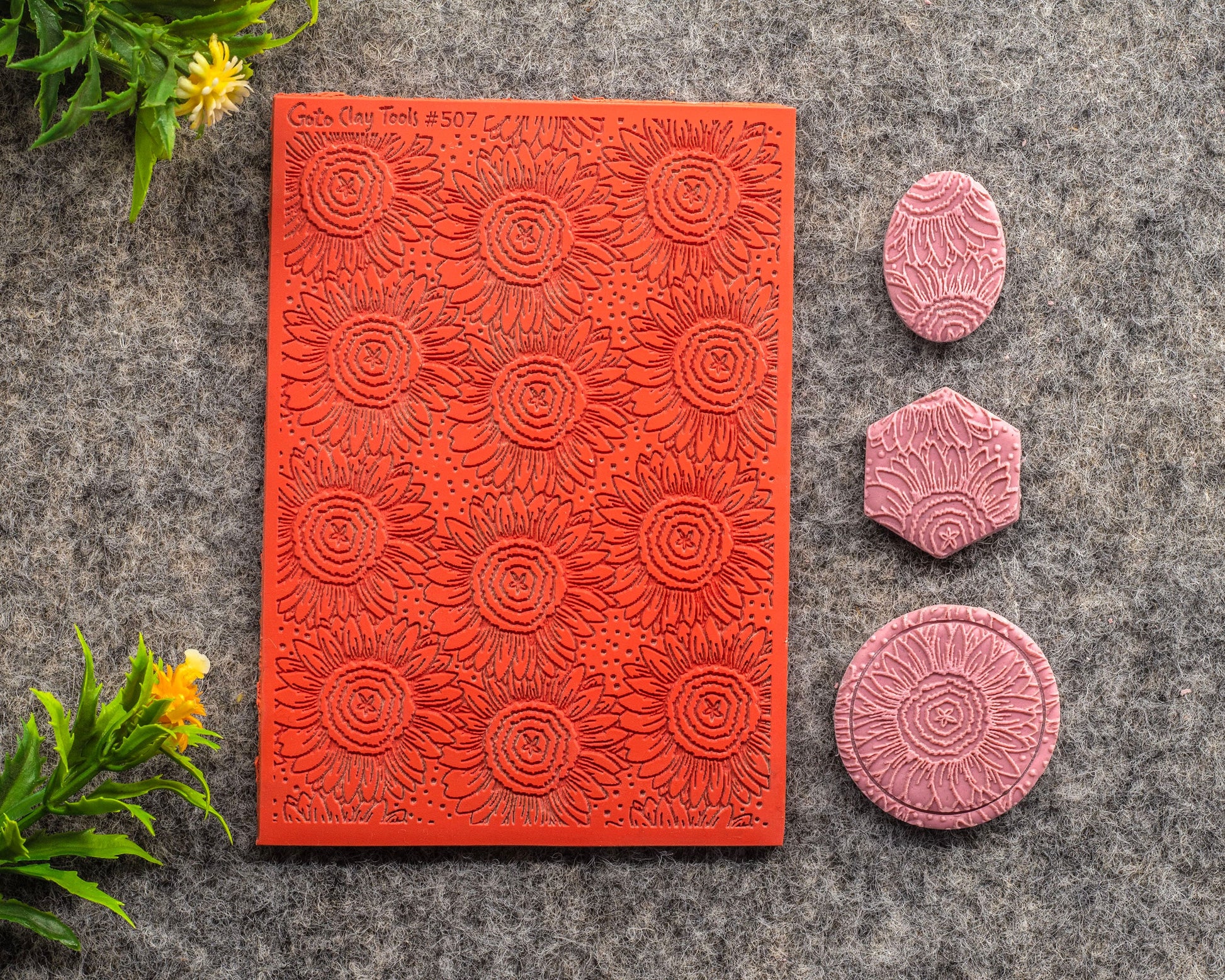 Sunflower Texture mat for polymer clay, Polymer Clay Rubber Texture mat, Texture Tile mats, Fimo, Sculpey, Cernit #507