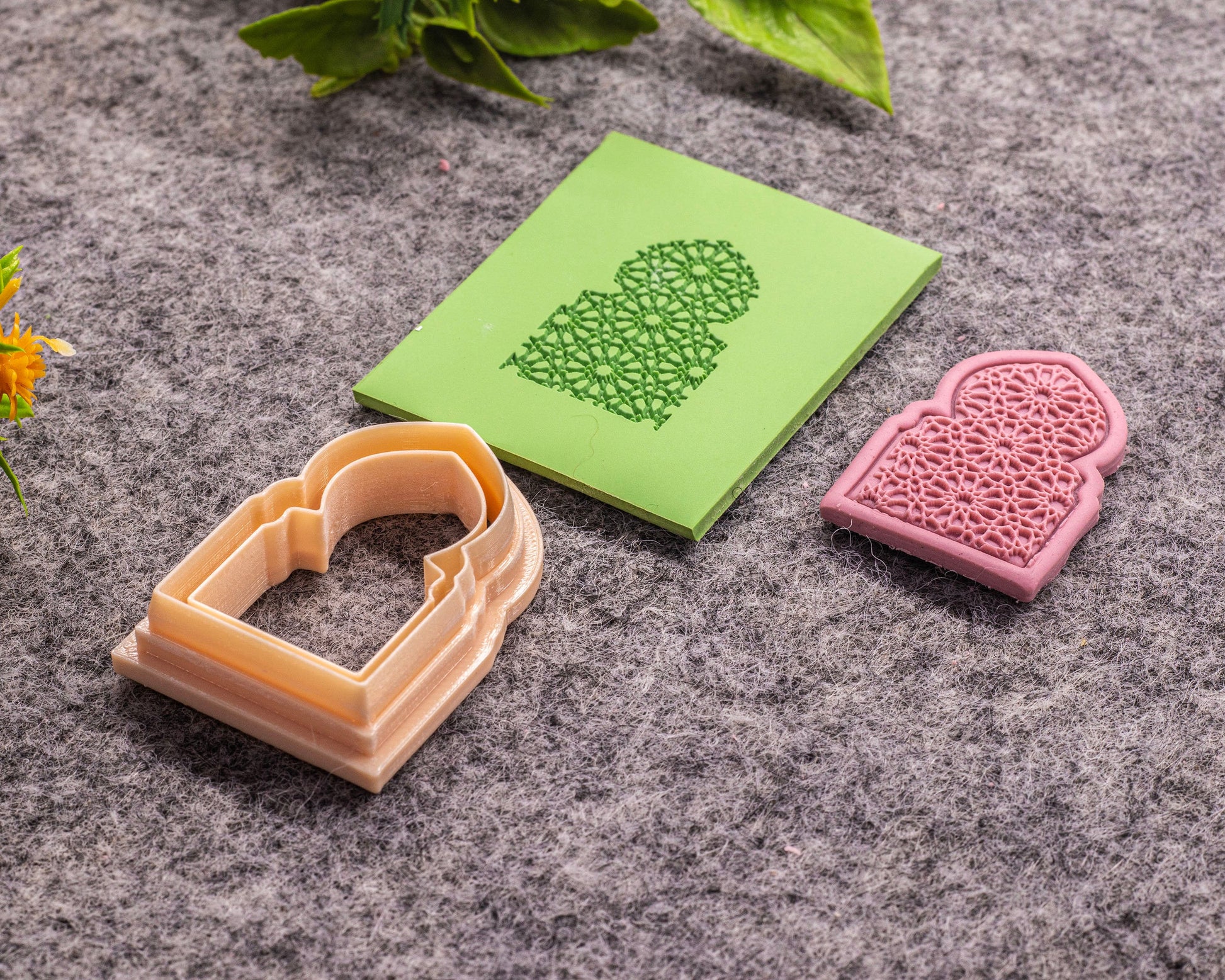 Mihrab Texture mat with cutter for polymer clay, Polymer Clay Rubber Texture mat, Texture Tile mats, Fimo, Sculpey, Cernit