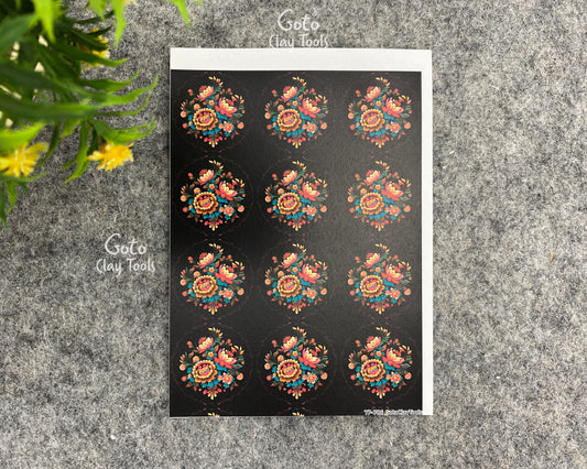 Transfer paper for polymer clay, Embroidery bouquet, water soluble transfer paper, polymer clay image transfers, magic transfer paper #783