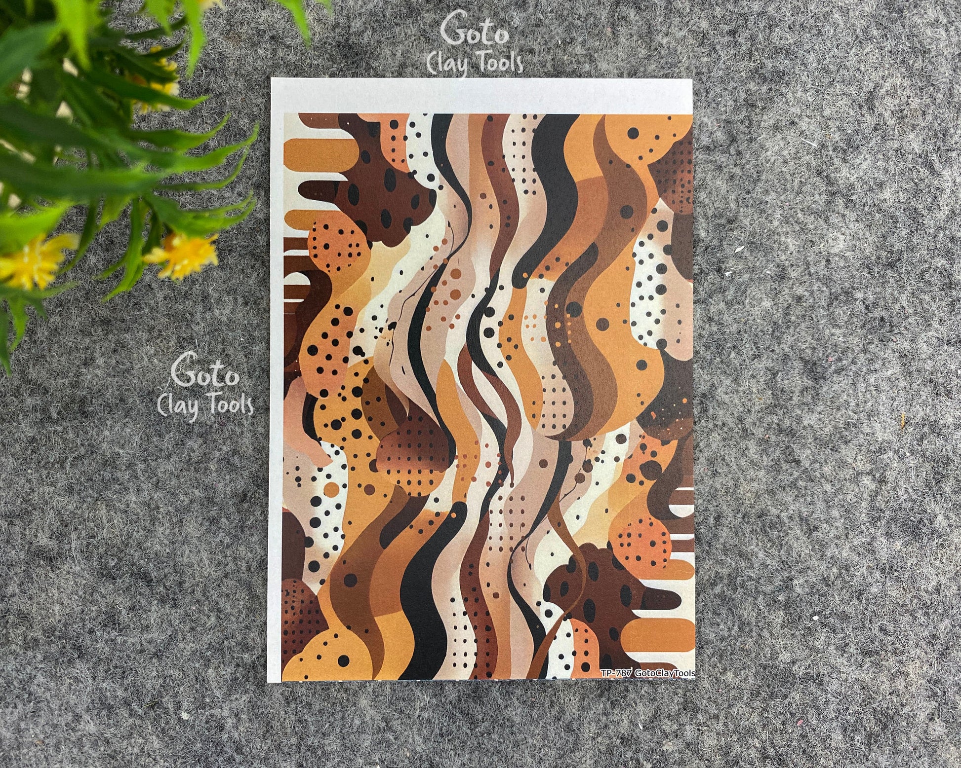 Transfer paper for polymer clay, Brown Abstract, water soluble transfer paper, polymer clay image transfers, magic transfer paper #787