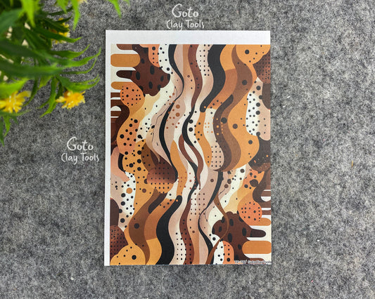 Transfer paper for polymer clay, Brown Abstract, water soluble transfer paper, polymer clay image transfers, magic transfer paper #787