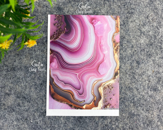 Transfer paper for polymer clay, Pink Marble gold, water soluble transfer paper, polymer clay image transfers, magic transfer paper #795