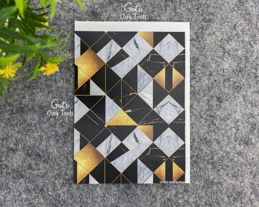 Transfer paper for polymer clay,Black and gold marble, water soluble transfer paper, polymer clay image transfers, magic transfer paper #790