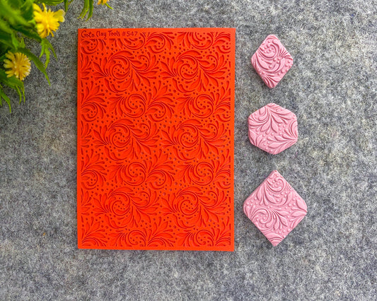 Ornamental texture mat for polymer clay, Polymer Clay Rubber Texture mat, Texture Tile mats, Fimo, Sculpey, Cernit #547