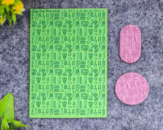 Egyptian Manuscript Texture mat for polymer clay, Polymer Clay Rubber Texture mat, Texture Tile mats, Fimo, Sculpey, Cernit #528