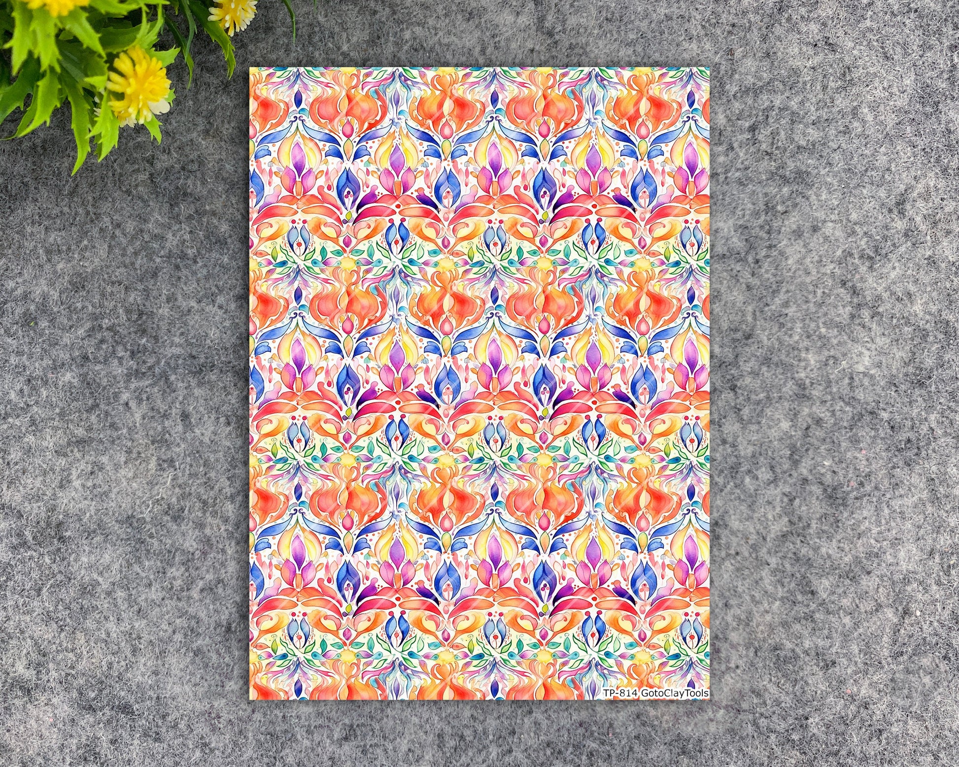 Transfer paper for polymer clay, colorful damask, water soluble transfer paper, polymer clay image transfers, magic transfer paper #814