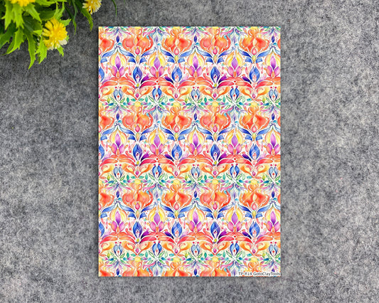 Transfer paper for polymer clay, colorful damask, water soluble transfer paper, polymer clay image transfers, magic transfer paper #814