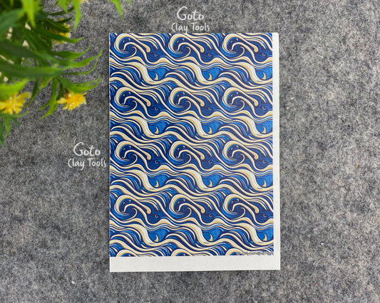 Transfer paper for polymer clay, Watercolor waves, water soluble transfer paper, polymer clay image transfers, magic transfer paper #786