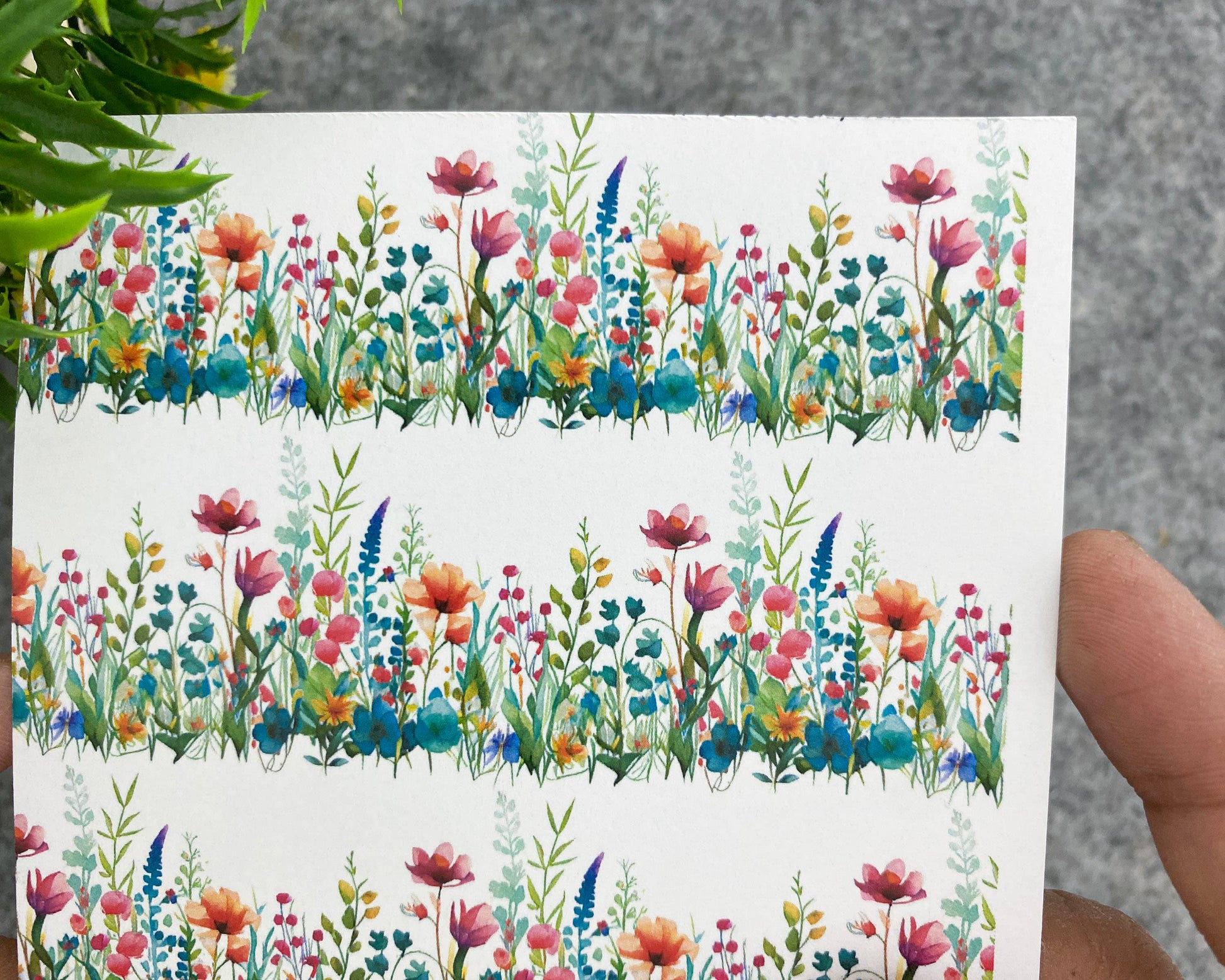 Transfer paper for polymer clay, wild flower border, water soluble transfer paper, polymer clay image transfers, magic transfer paper #797