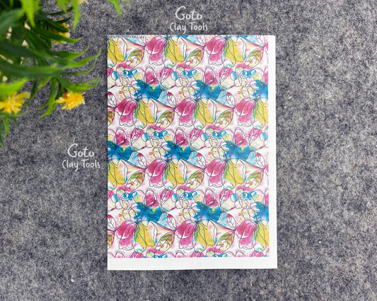 Transfer paper for polymer clay, Watercolor flowers, water soluble transfer paper, polymer clay image transfers, magic transfer paper #799