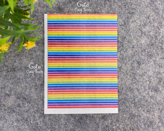 Transfer paper for polymer clay, Rainbow Sripes, water soluble transfer paper, polymer clay image transfers, magic transfer paper #752