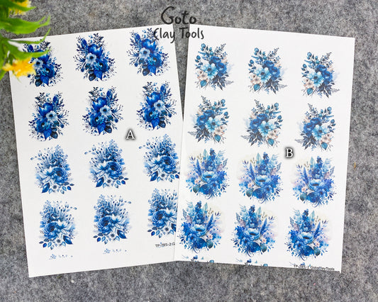 Transfer paper for polymer clay, Watercolor flowers, water soluble transfer paper, polymer clay image transfers, magic transfer paper #785