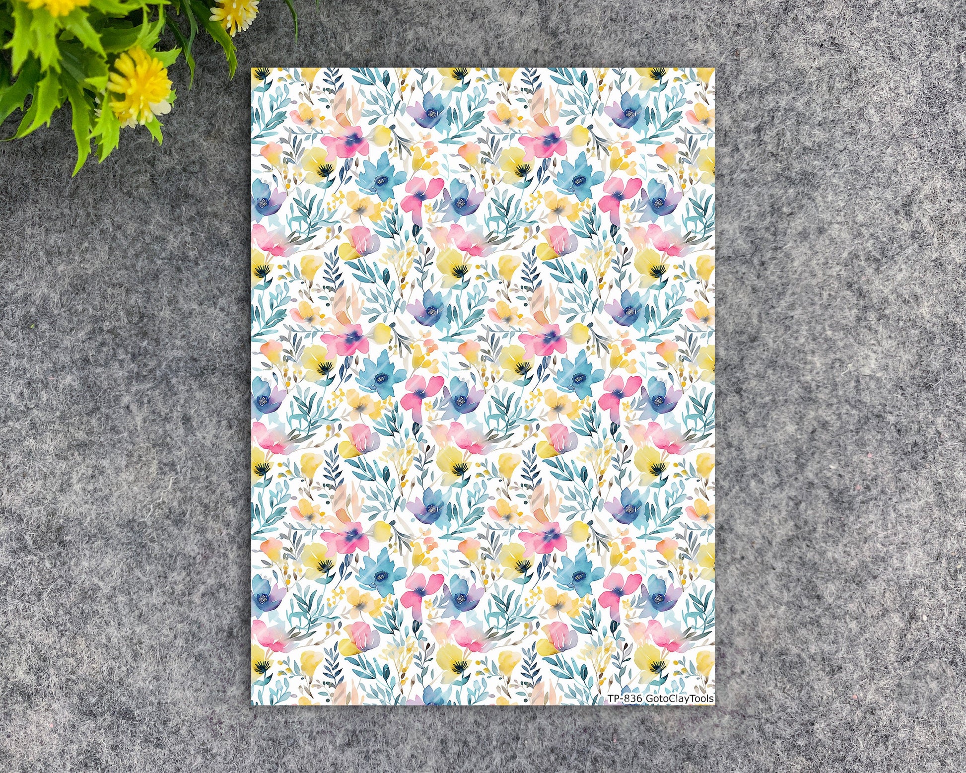 Transfer paper for polymer clay, Watercolor flowers, water soluble transfer paper, polymer clay image transfers, magic transfer paper #836