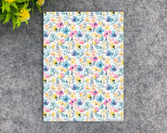 Transfer paper for polymer clay, Watercolor flowers, water soluble transfer paper, polymer clay image transfers, magic transfer paper #836
