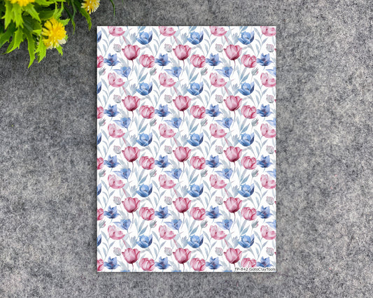 Transfer paper for polymer clay, Watercolor flowers, water soluble transfer paper, polymer clay image transfers, magic transfer paper #842